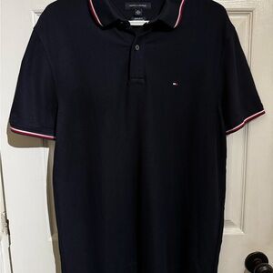 Tommy Hilfiger Men's Black Polo with Red Trim